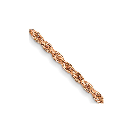 14K Rose Gold 1mm Diamond-cut Machine-made Rope Chain