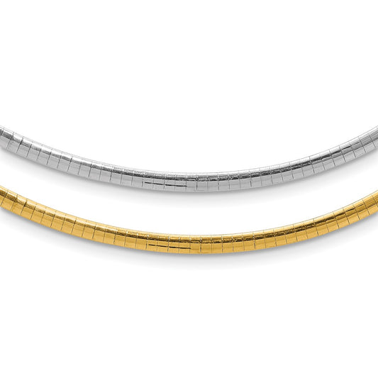 14K Two-Tone Gold Gold 3mm Reversible Domed Omega Chain