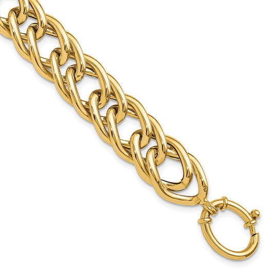 14K Yellow Gold Polished Fancy Curb Link Bracelet