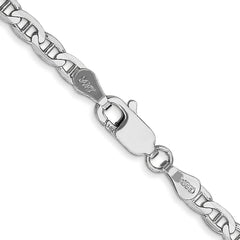 14K White Gold 3mm Concave Anchor Chain