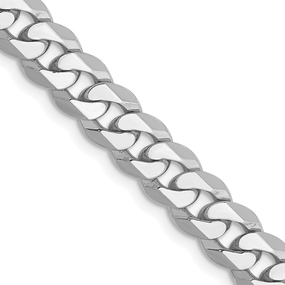 14K White Gold 6.25mm Flat Beveled Curb Chain