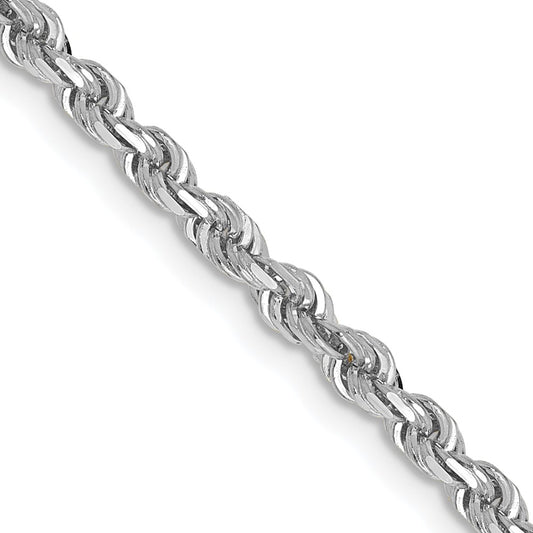 14K White Gold 3.0mm Diamond-cut Quadruple Rope Chain