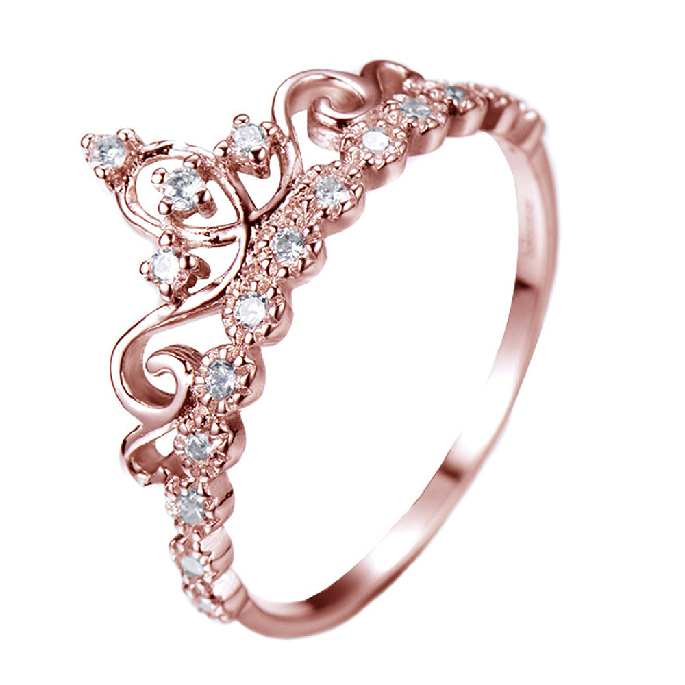 Rose Gold-plated Silver Princess Crown Ring