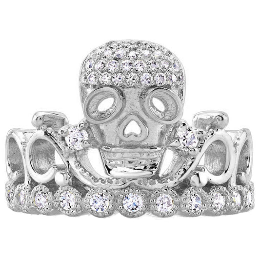 925 Sterling Silver Skull Crown Ring