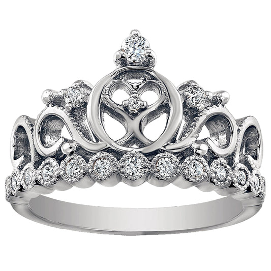 925 Sterling Silver Heart Crown Ring